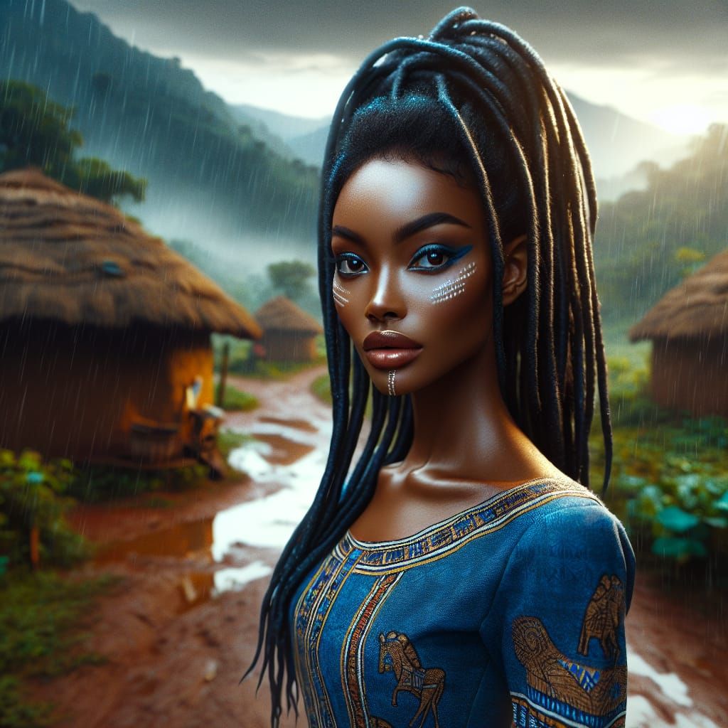 Ugandan Goddess of Rain in African Jungle