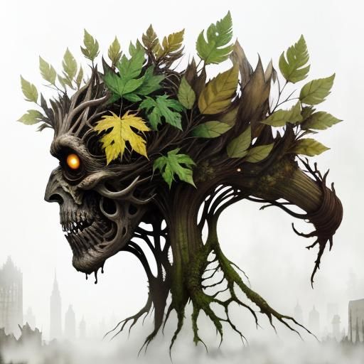 Surreal Root Creature in Dystopian Double Exposure