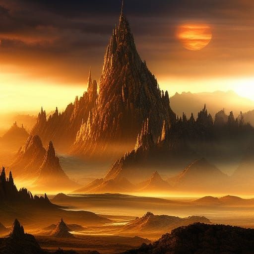 Epic Fantasy Sunset: Digital Matte Painting
