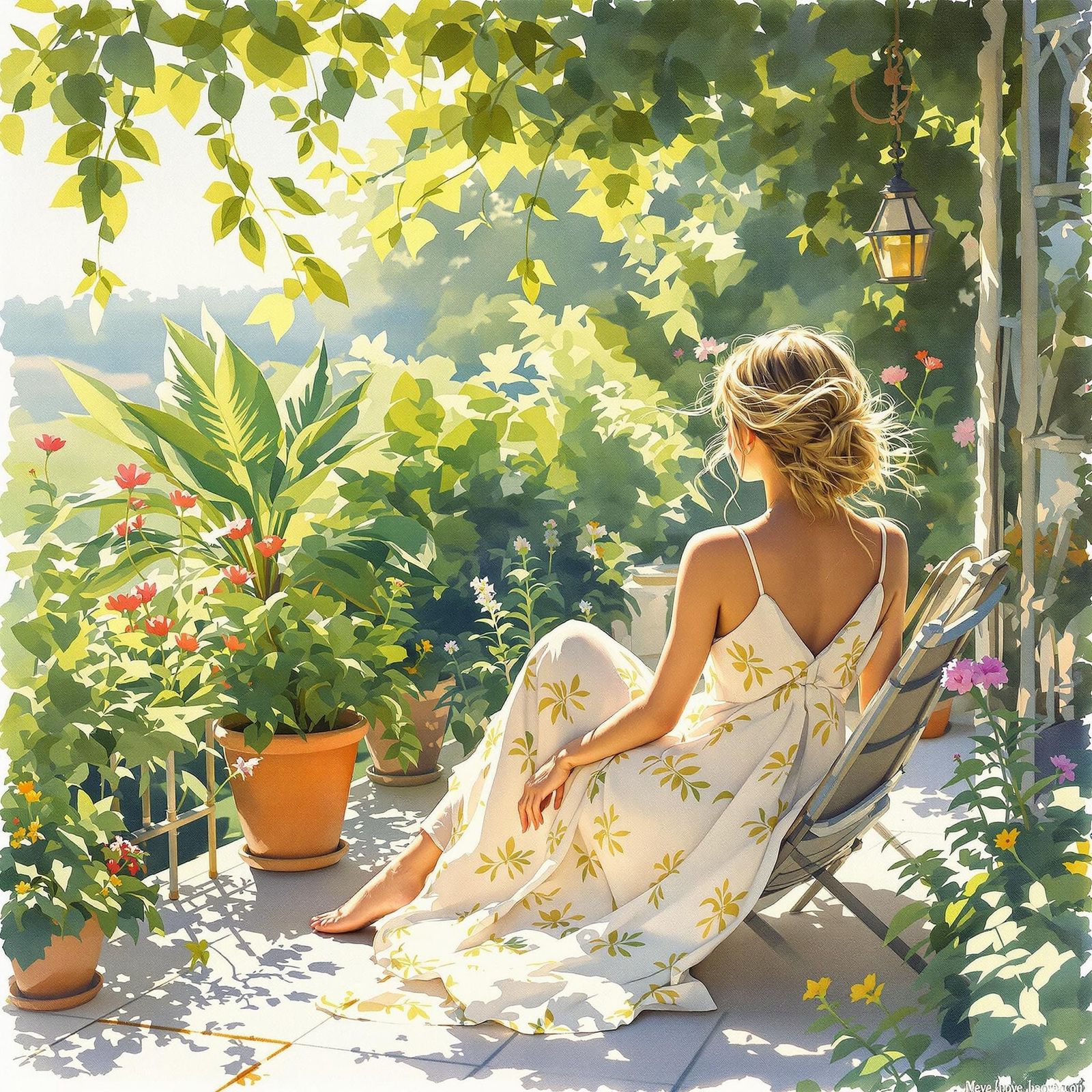 Serene Woman in Lush Garden