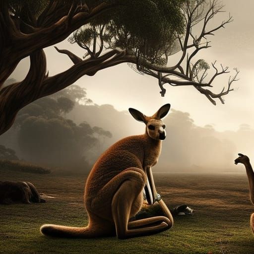 Epic Kangaroo Commando in Digital Matte Painting