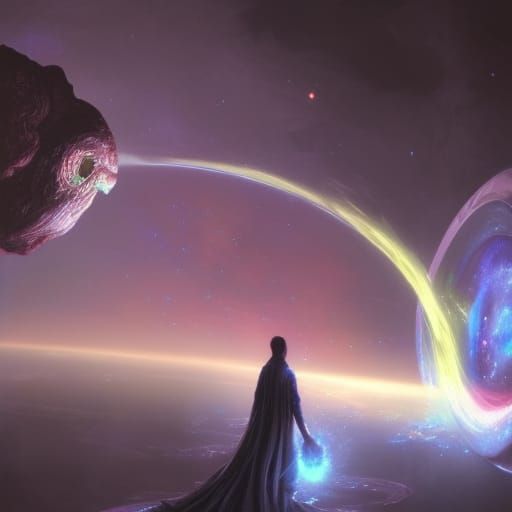 TARDIS in Rainbow Galaxy, Tim Burton Style