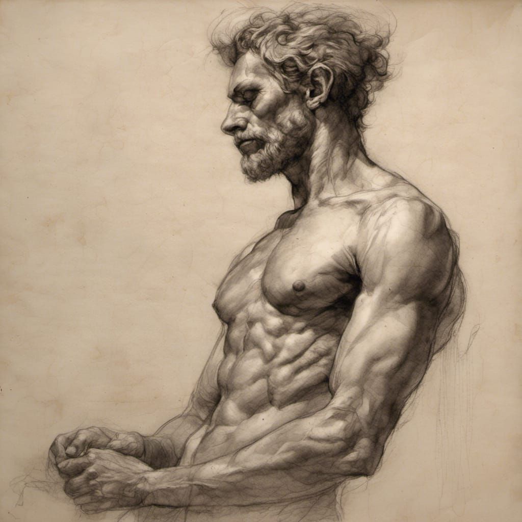 Renaissance Sketch of Standing Male Figure