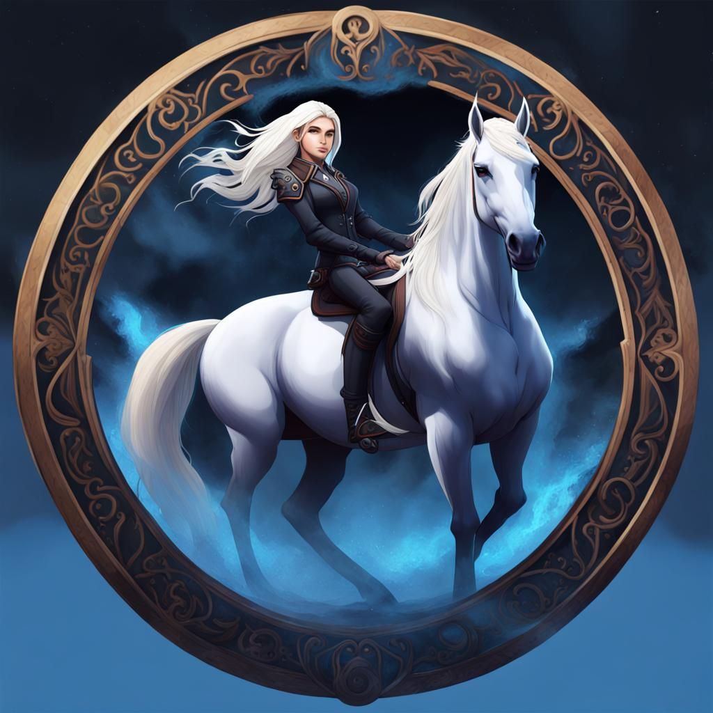 Witchy Cremello Horse Profile Picture in Detailed Matte Pain...