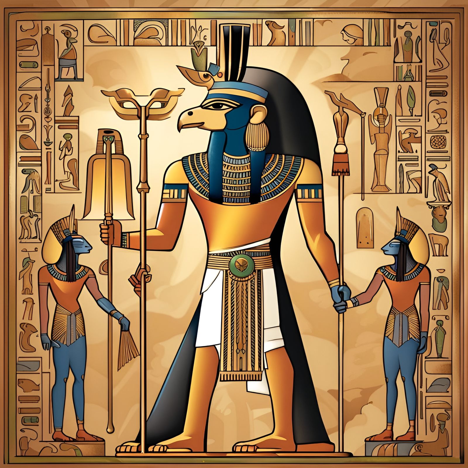 Majestic Egyptian God Horus in Mecha Style