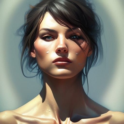 Hyperdetailed Portrait of a Muscular Woman