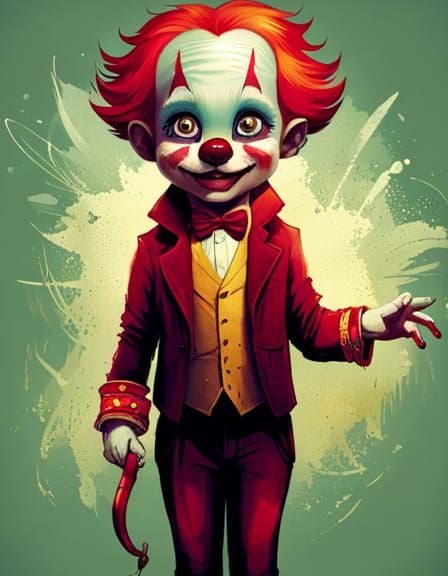 Chibified Clown Portrait in Ultra-Detailed Splash Art