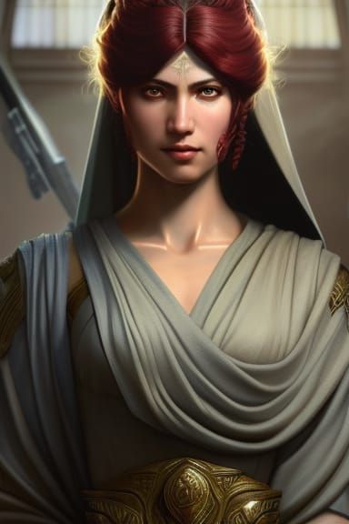 Rococo Jedi Lady Portrait with Red Hair