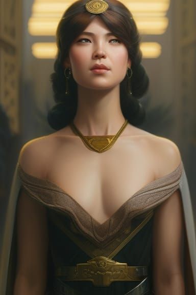 Rococo Jedi Lady Portrait with Red Hair