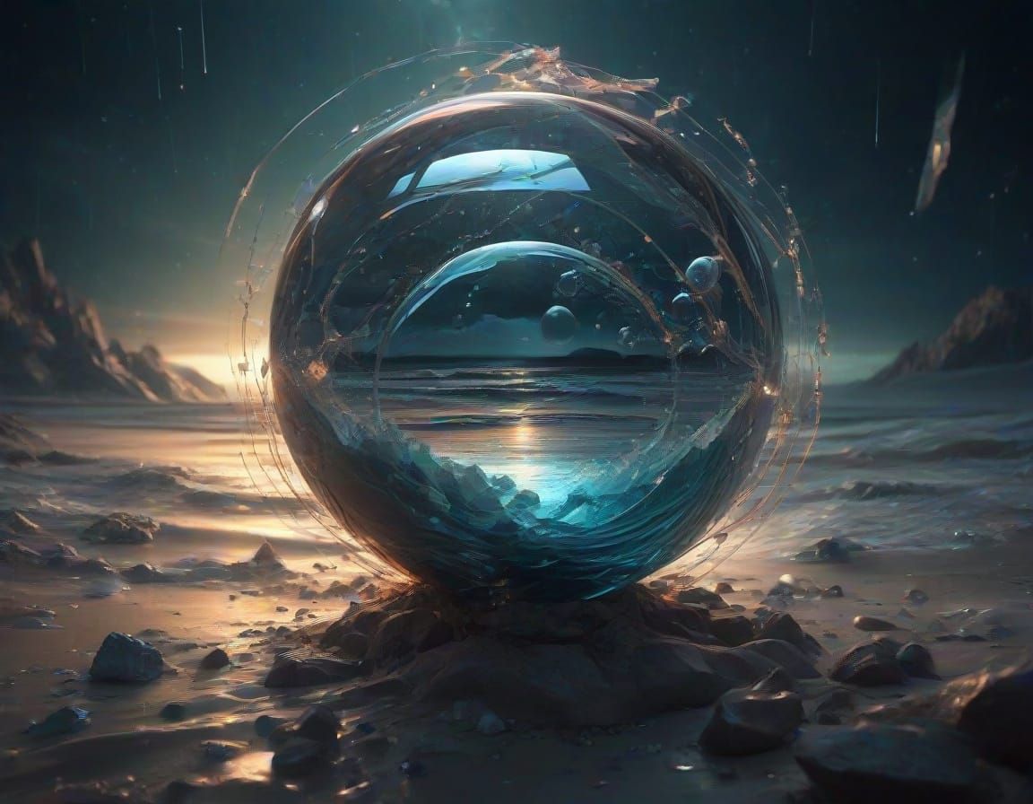 Surreal Scenery in Vibrant Quantum Portal with Glowing Lines...