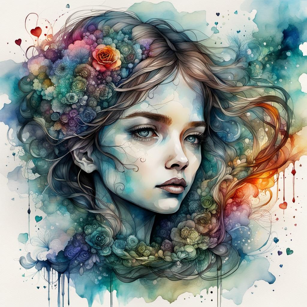 Red-Haired Fairy in Renaissance Impressionism Style