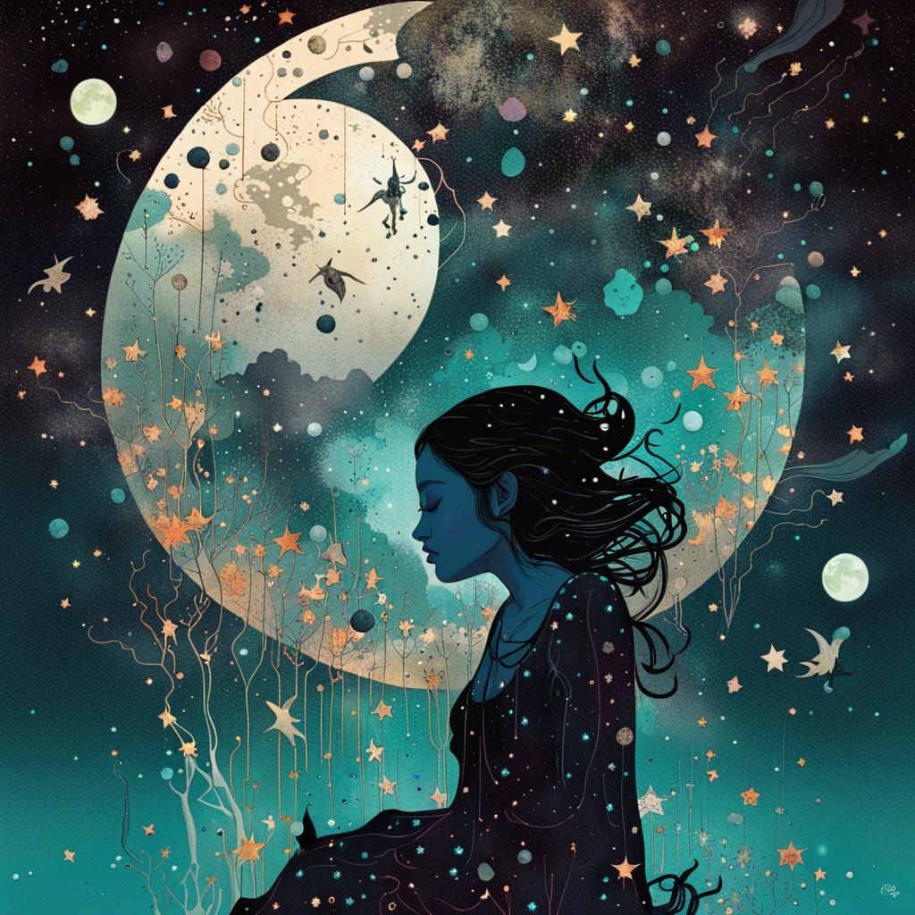 Cosmic Tears: A Macabre Cyberpunk Collage