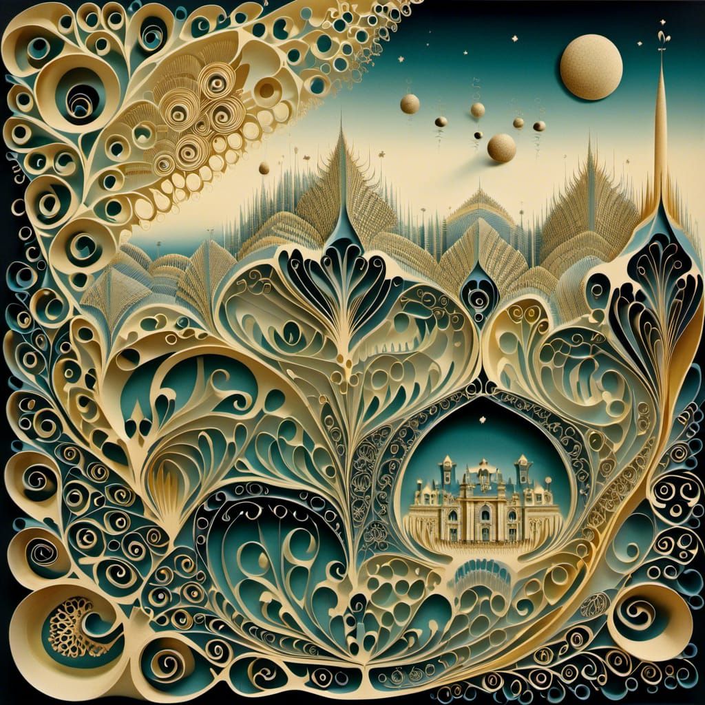 Baroque Constructivist Landscape in Twilight