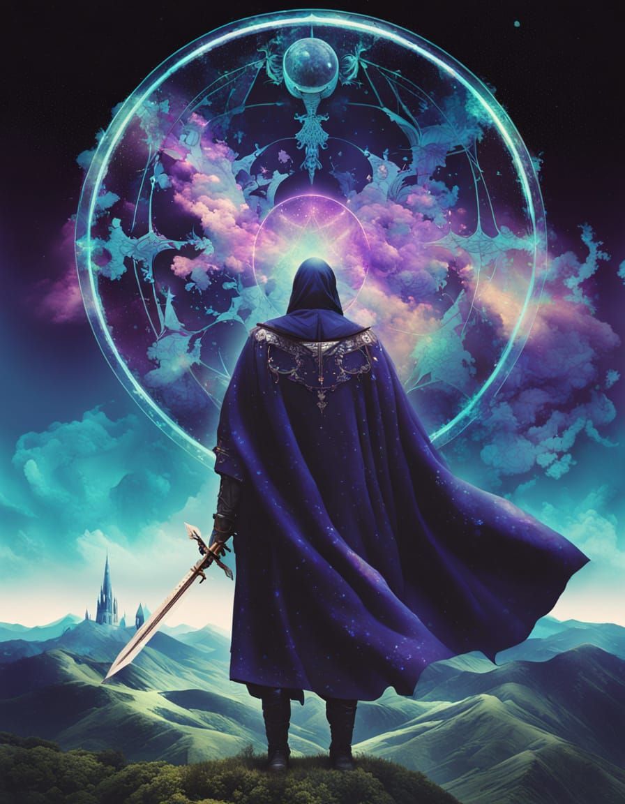 Luminous Knight Spirit in Vaporwave Style