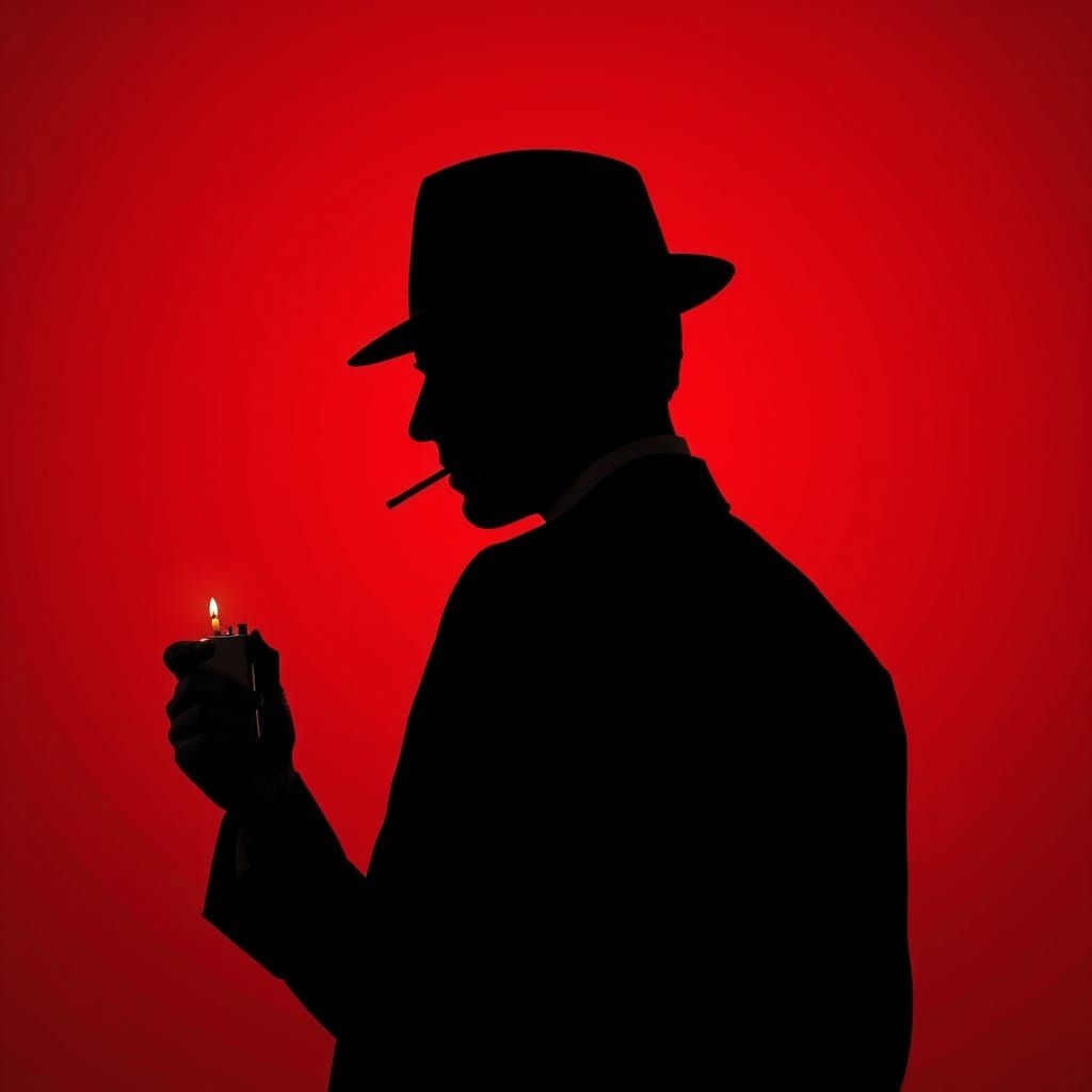 Film Noir Man with Cigarette and Fedora