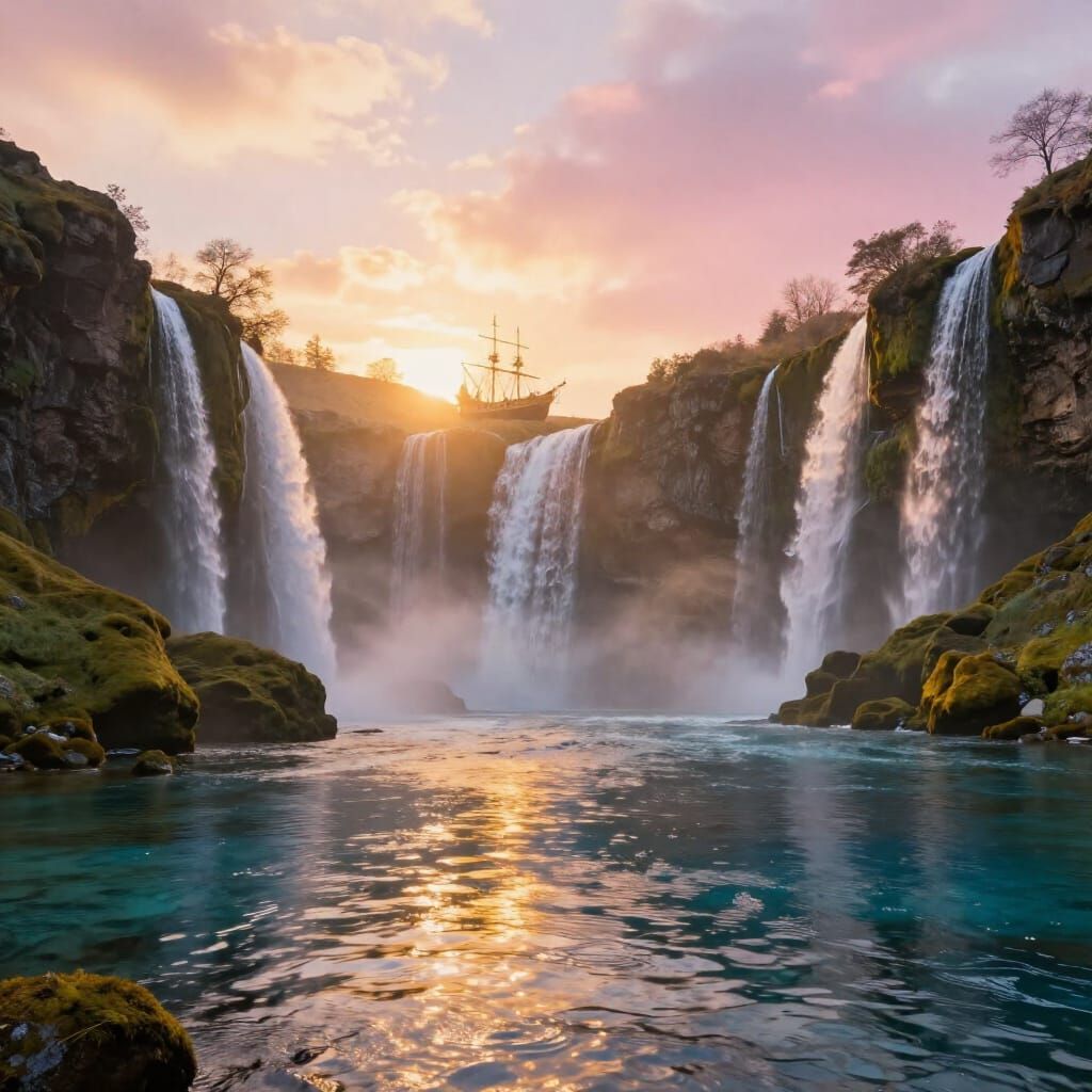 Mystical Ship to Valinor at Sunrise in Rivendell