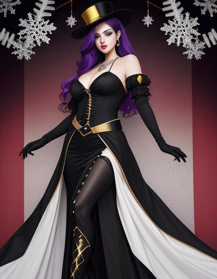 Gothic Holiday Duchess in Velvet Gown and Top Hat