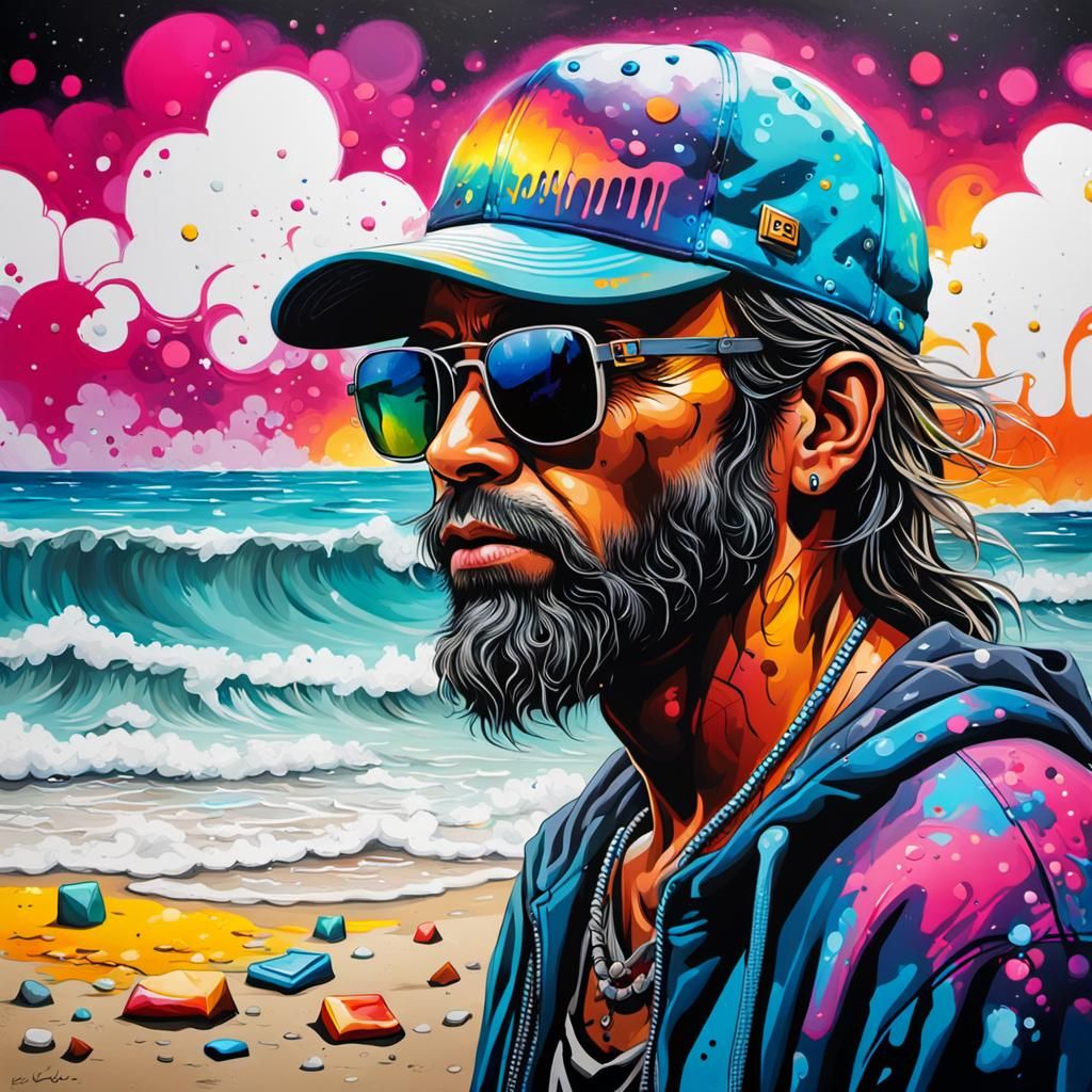 Beach Bum Graffiti Art in Ultra HD