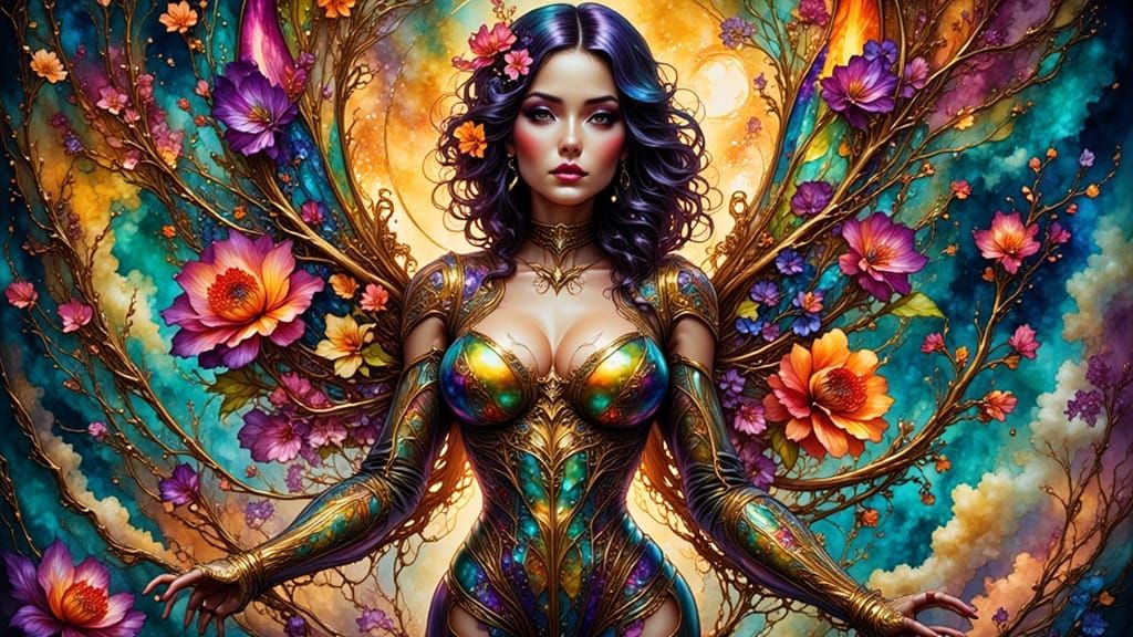 Striking Woman in Skintight Spacesuit, Fantasy Sci-Fi Art