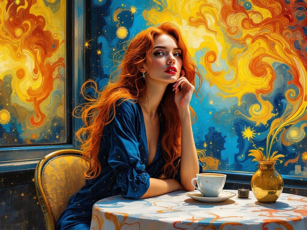 Surreal Cafe Scene in Vibrant Colors