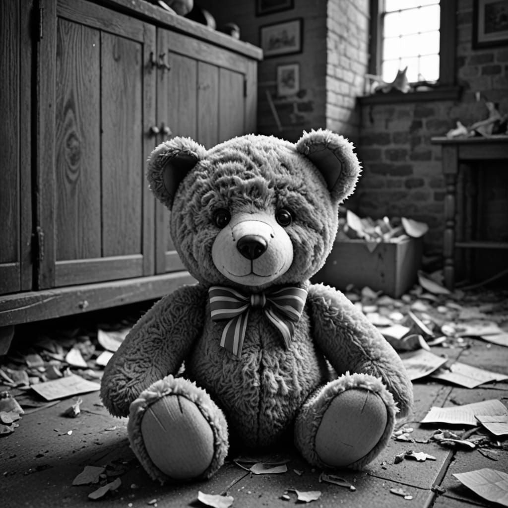 Whimsical Bear in Monochromatic Hues