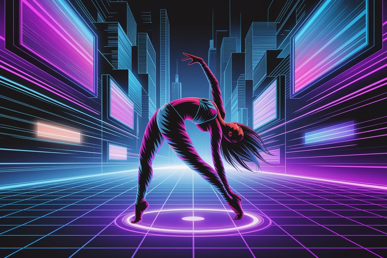 Electric Dreams Dancing in a Futuristic Cityscape