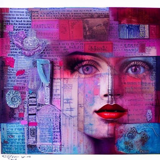 Intricate Encaustic Painting of a Beautiful Woman