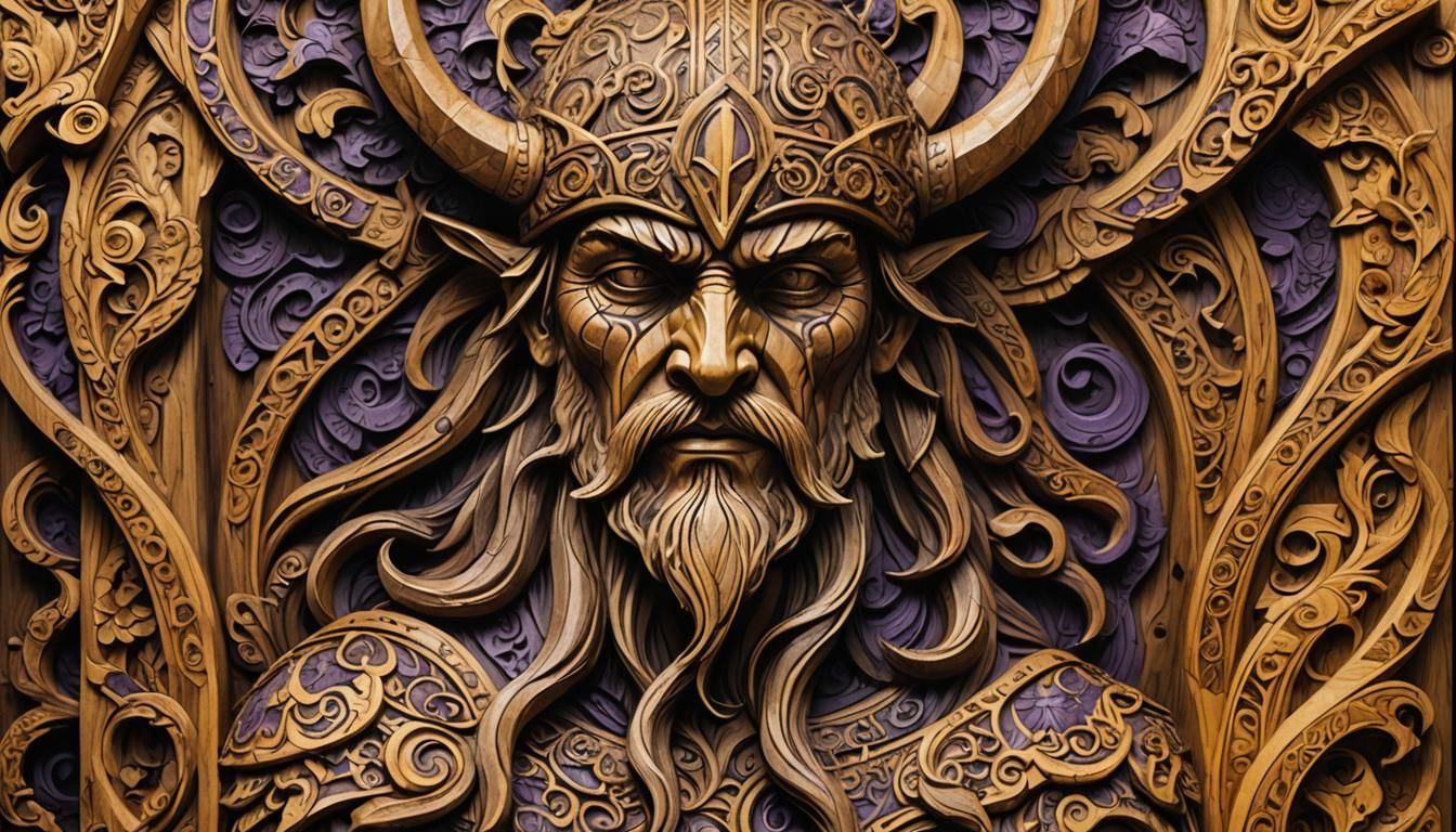 Viking Totem Carving in Renaissance Style