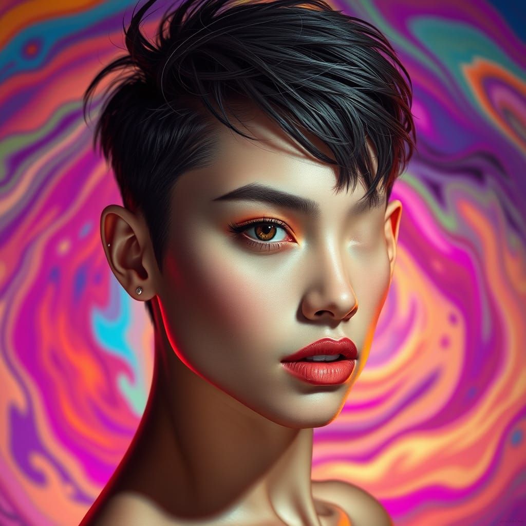Hyperrealistic Portrait with Androgynous Beauty