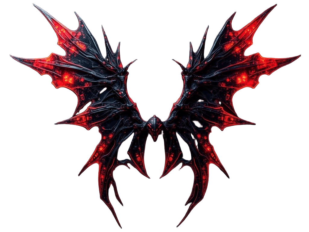 Gothic Black Wings with Neuroglow Red Tips