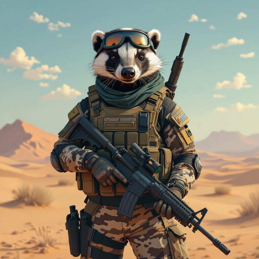 Honey Badger in Tactical Gear, Desert Mission