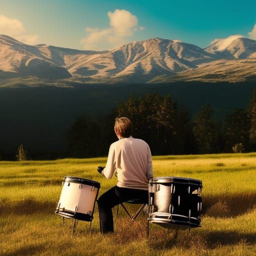 Serene Drummer Unaware of Impending Doom