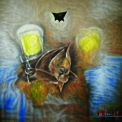 Detailed Painting of a Black Bat