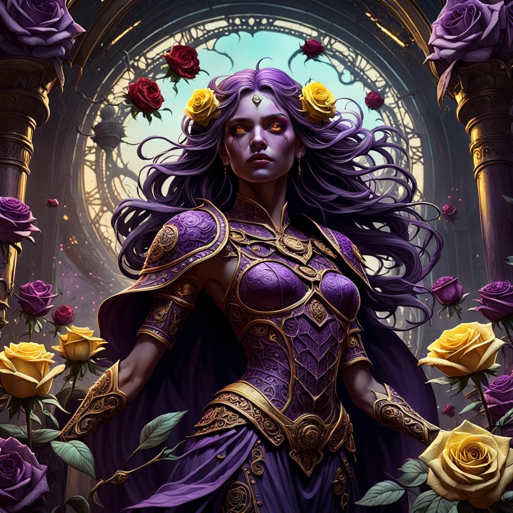 Sinister Roses: Dark Fantasy Art Nouveau Masterpiece