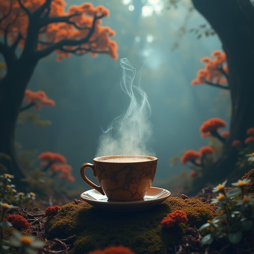 Mystical Coffee in Fantasy Forest Concept Art