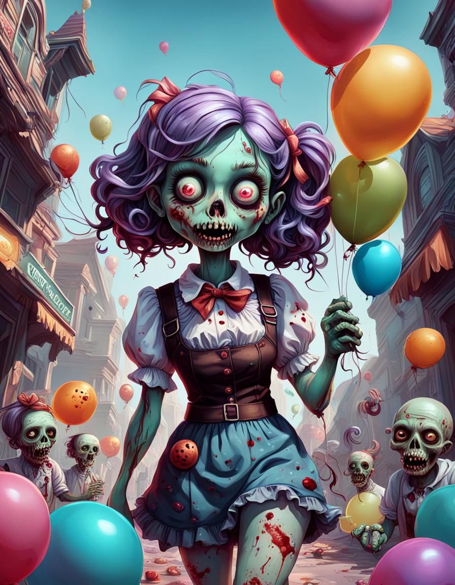 Cute Zombie Girl in Candyland Art Style