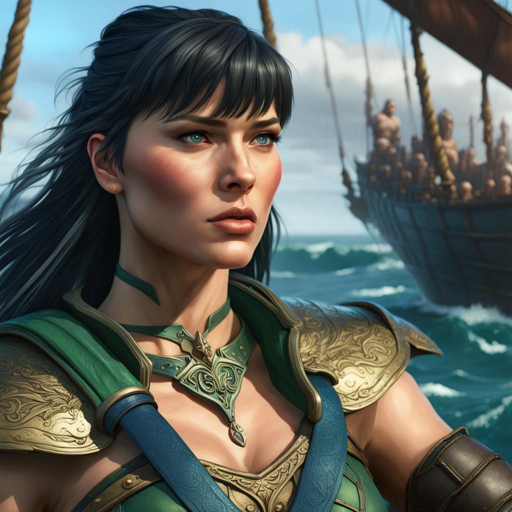 Xena Warrior Princess Portrait on a Ship