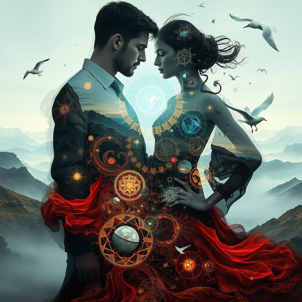 Dreamlike Mindscape: Surreal Fantasy in Double Exposure Styl...