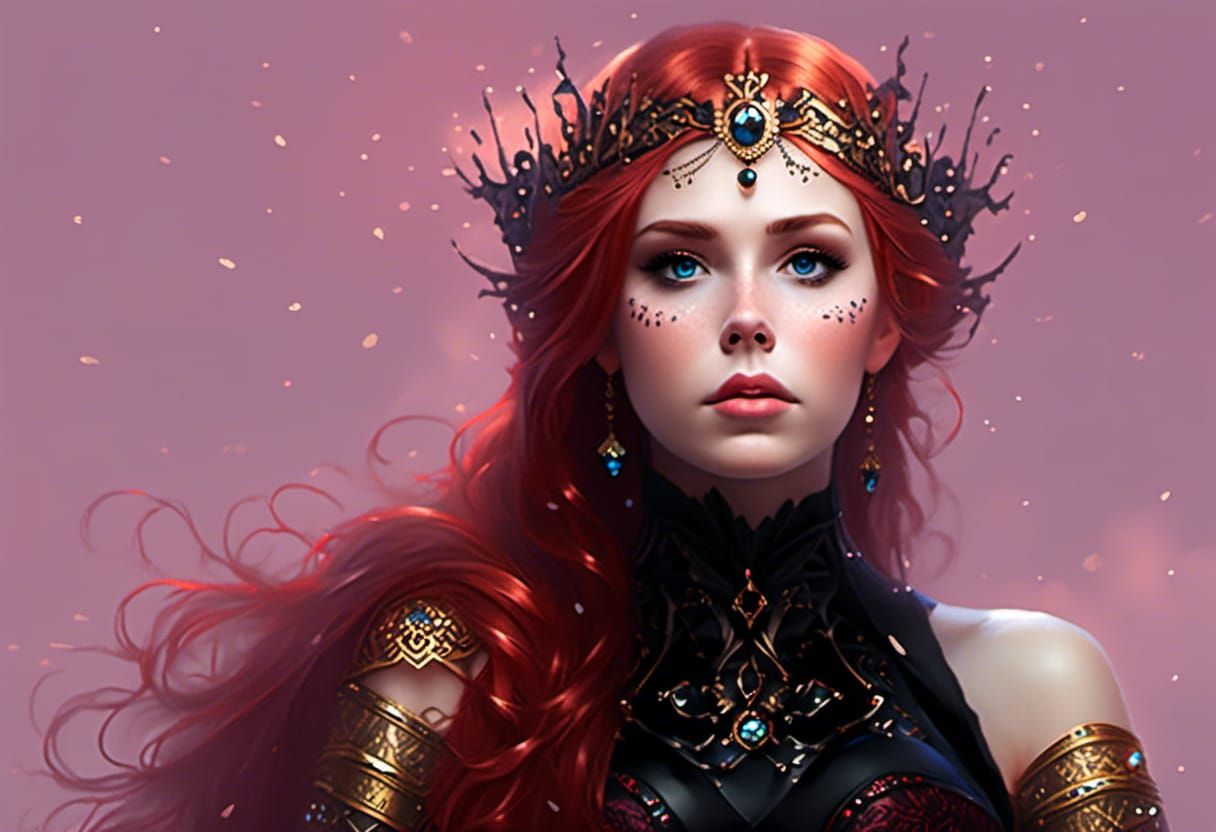 Fantasy Empress with Jeweled Corset in Dark Fantasy Style