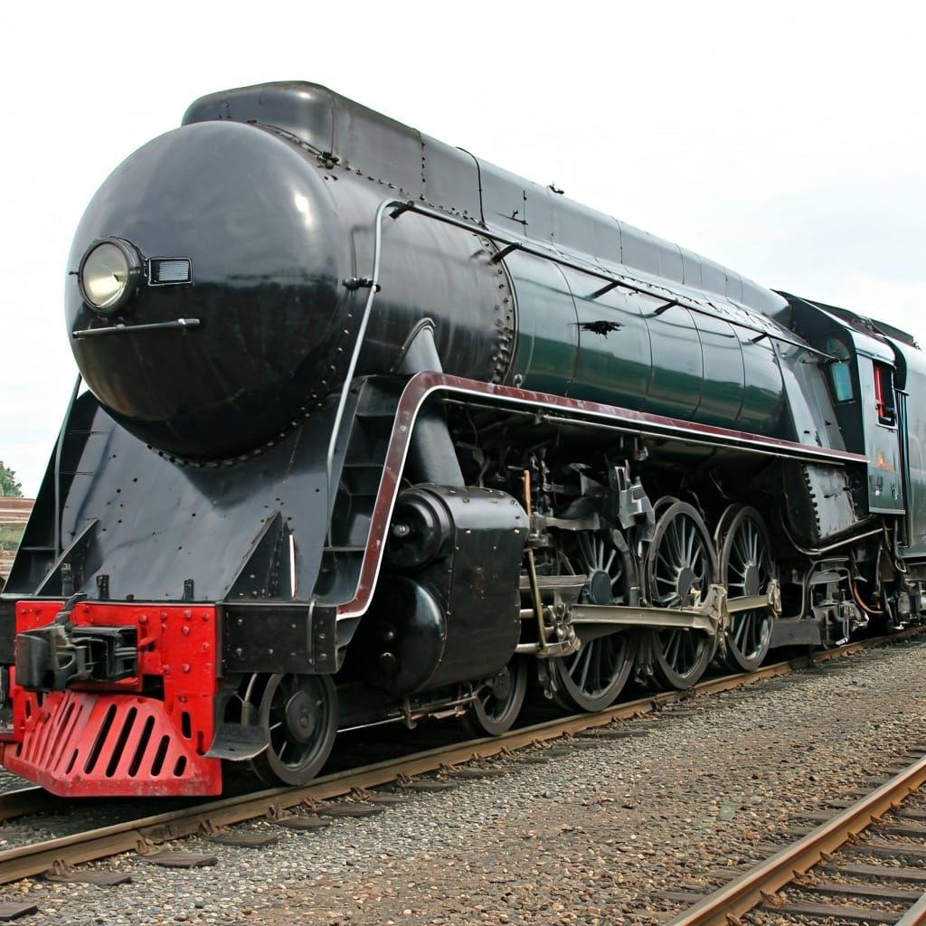 Beyer-Garratt Steam Locomotive With Many Wheels