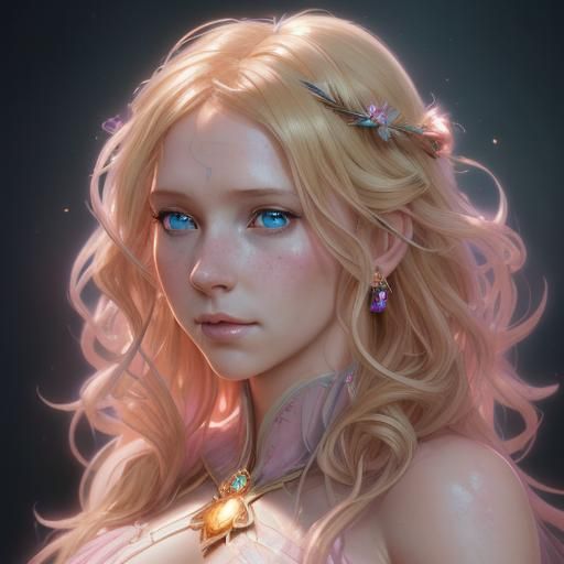 Fairy Queen Portrait in Art Nouveau Style