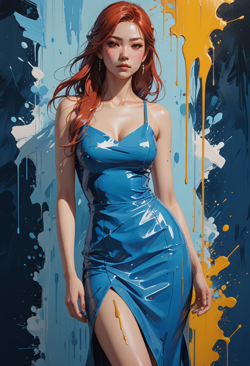 Elegant Anime-Inspired Portrait in Vibrant Acrylic