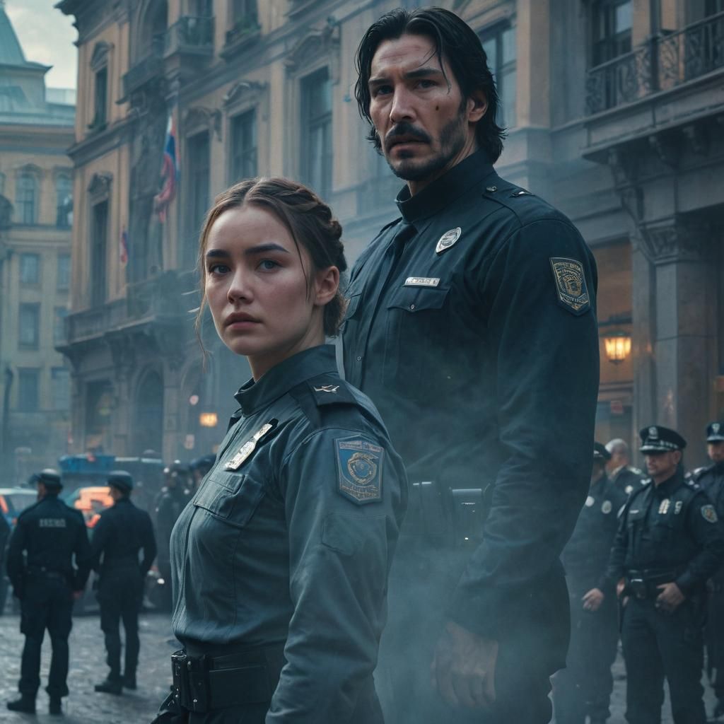 Futuristic Russia: Cyberpunk Cops in Matte Painting Style