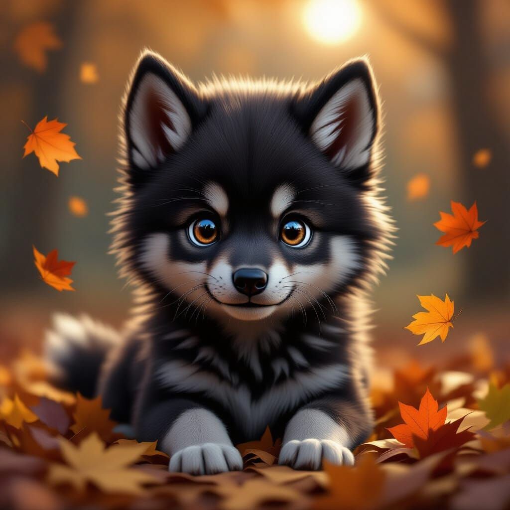 Hyper-realistic digital portrait of an adorable cute fluffy ...