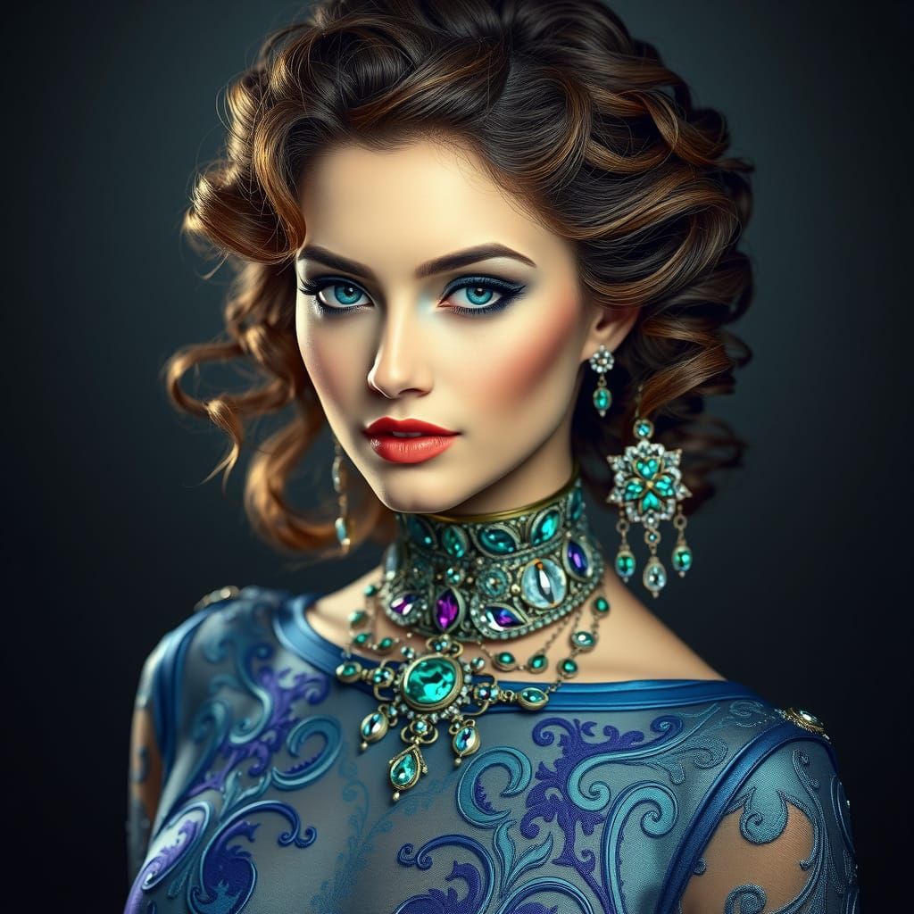 Ethereal Goddess in Iridescent Gown