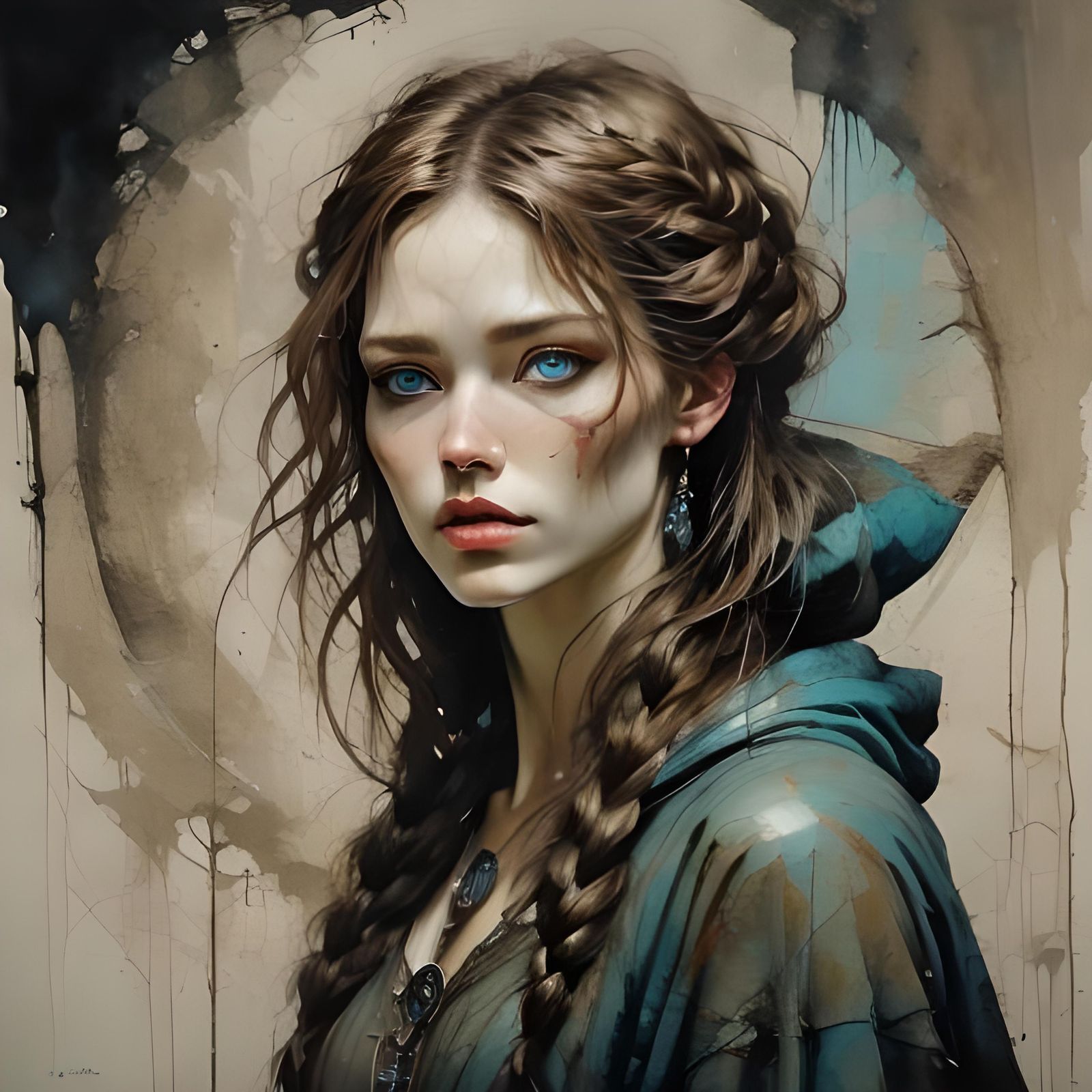 Celtic Man in Dark Fantasy Matte Oil Painting