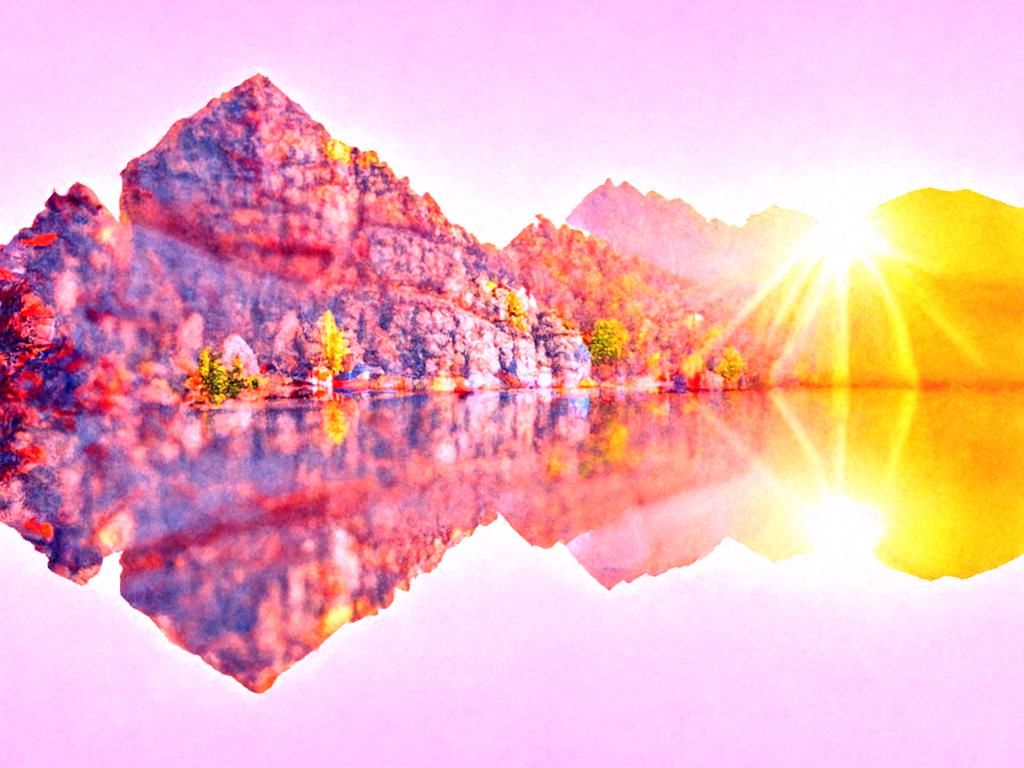 Serene Mountain Lake Reflection in Golden Hour