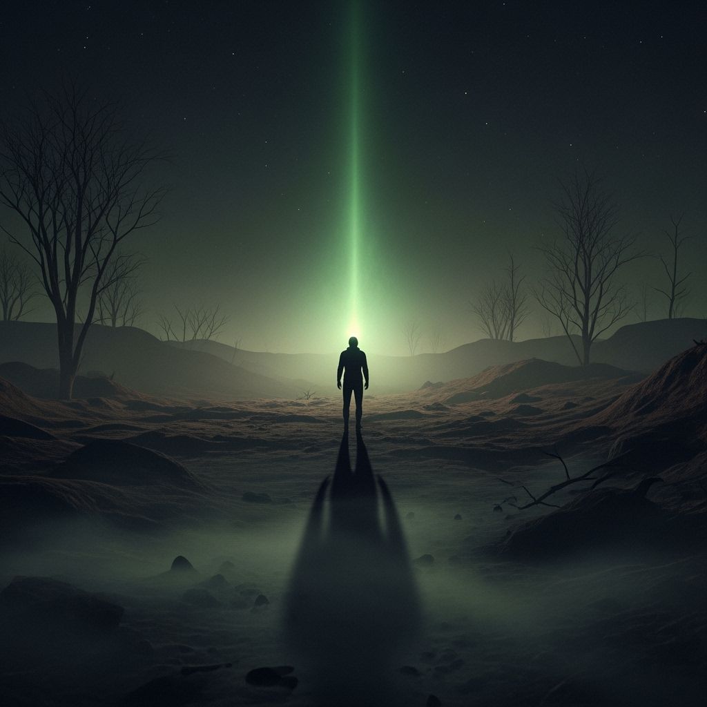 Eerie Green Glow in a Desolate Landscape