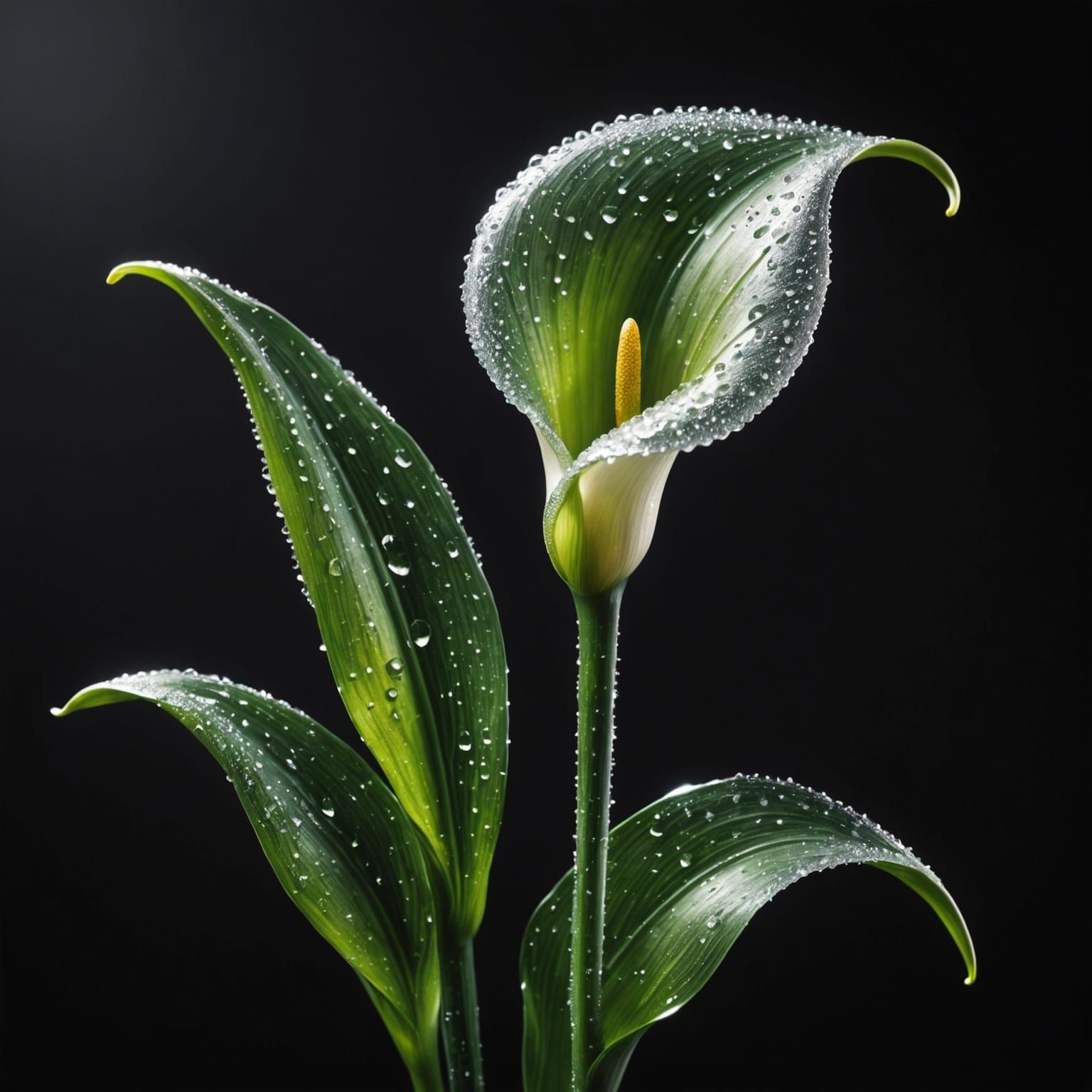 Iridescent Glass Calla Lily on Black