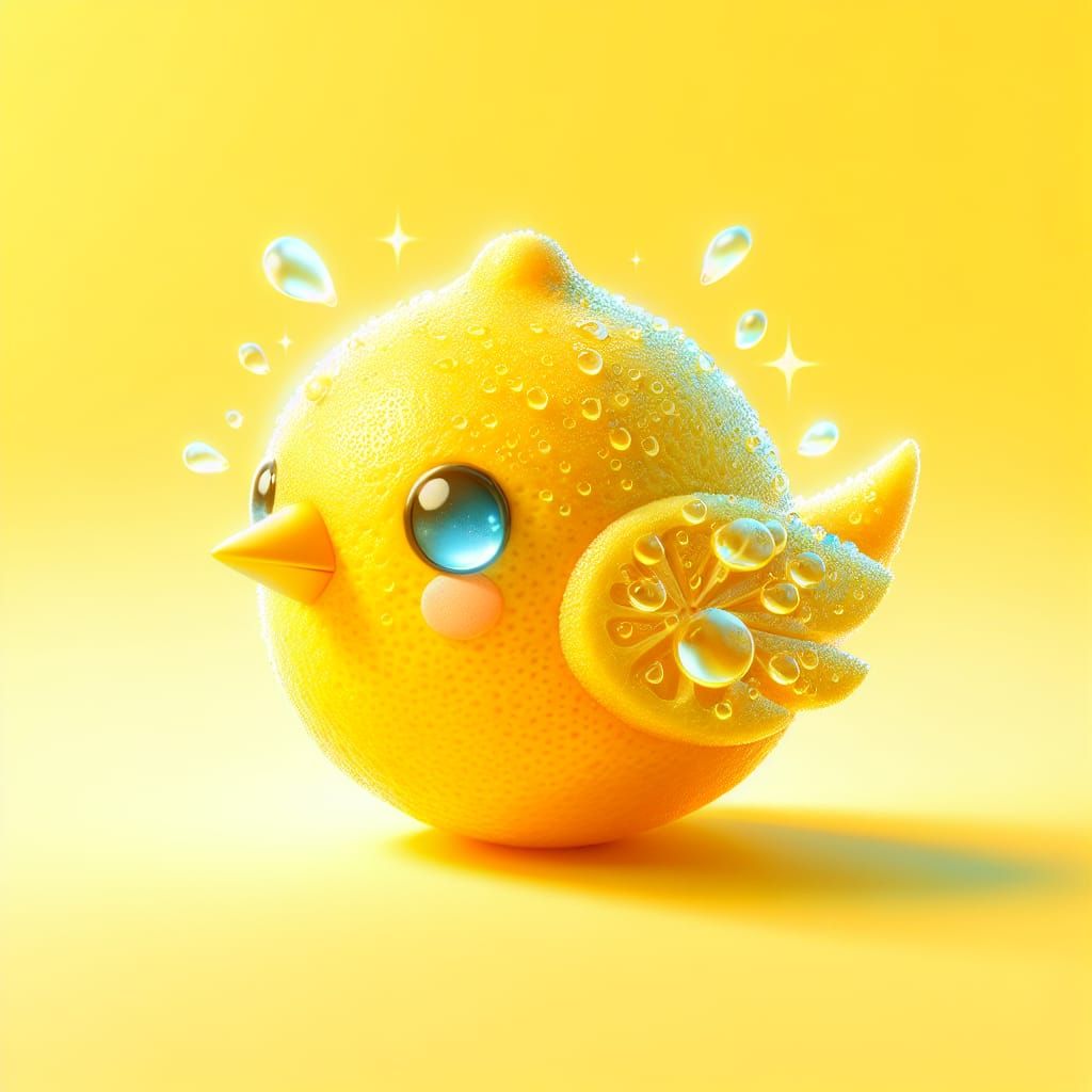 Charming Lemon Bird in Chibi Style